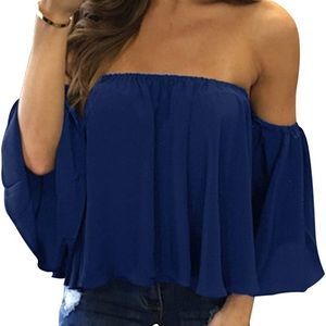 Women’s Blue Off The Shoulder Top